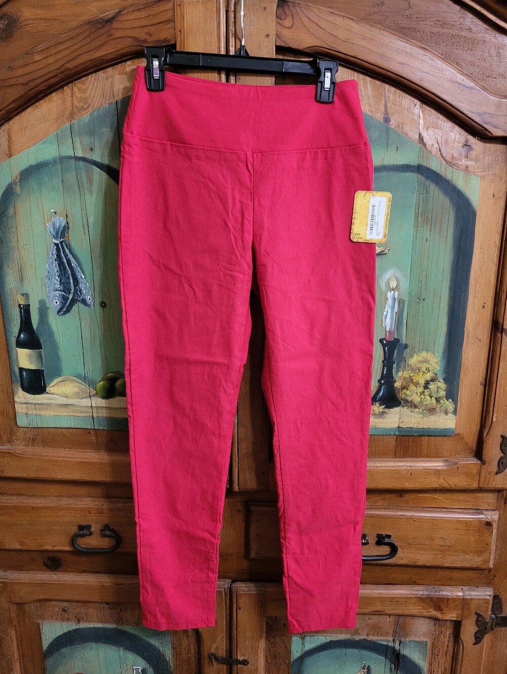 Hybrid & Company Red High-Waist Stretch Pants